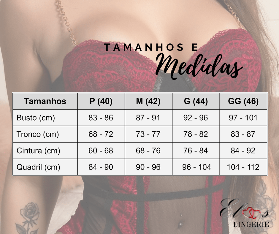 Body Vermelho Tomara que Caia com Bojo garota veneno tamanhos e medidas elos lingerie