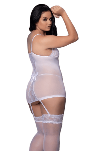 Lingerie Branca com Liga e Meia 7/8 - Anna